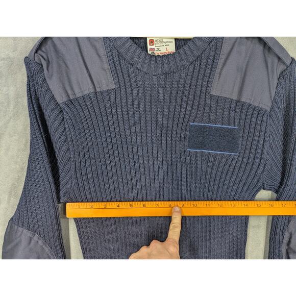 VTG Woolly Pulley Sweater Mens Large Navy Blue Made In England 100% Wool - Picture 6 of 7